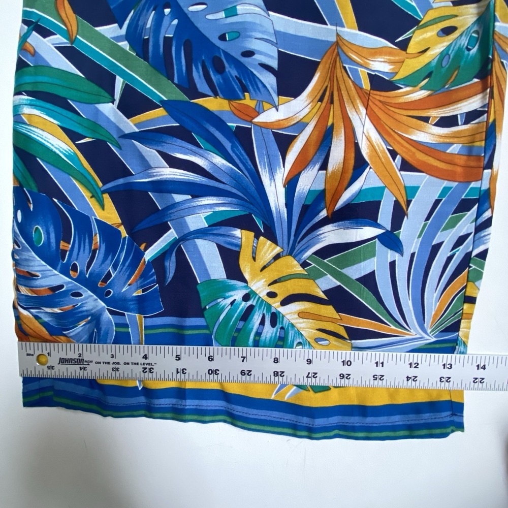 Tropical Multicolor Wide Leg Palazzo Pants Women L Belted Boho Beachy Summer - Picture 6 of 7
